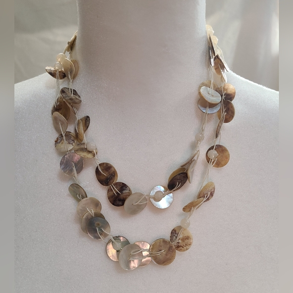 Vintage EsMor Mother Of Pearl Multi Strand Necklace - Picture 1 of 4